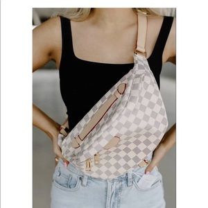 White Checkered Bumbag